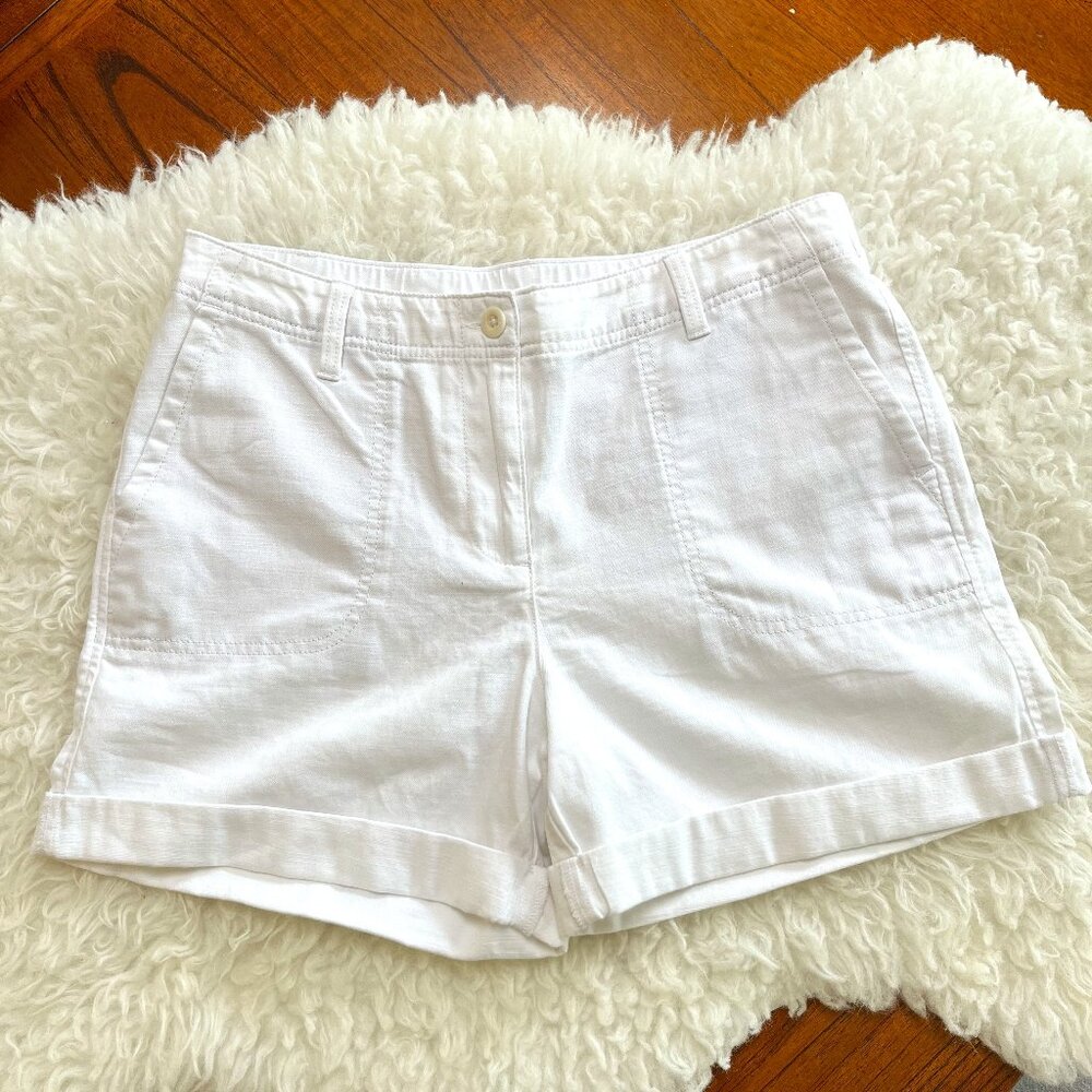 Talbots White Cotton/Linen Shorts Size 10 Petite